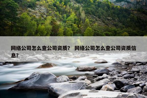 网络公司怎么查公司资质？ 网络公司怎么查公司资质信息？